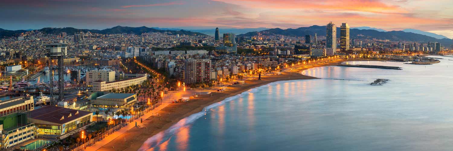 Barcelona view of coast at sunset