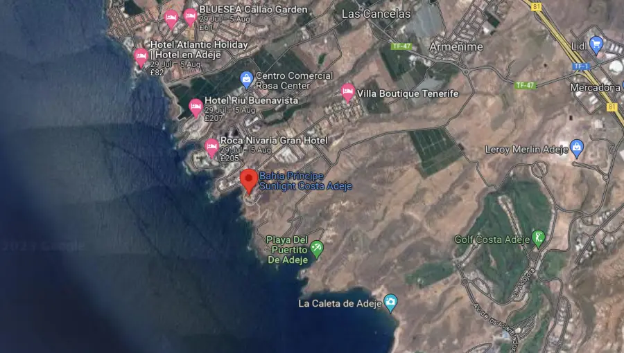 Bahia Principe Sunlight Costa Adeje Location Map