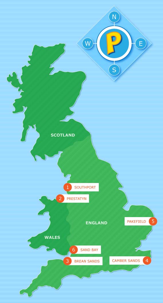 Map of pontins holiday parks