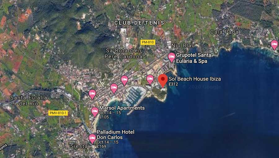 Sol Beach House Ibiza Map