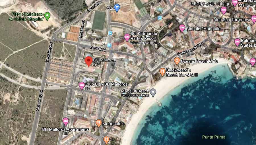 BH Mallorca Hotel Magaluf map