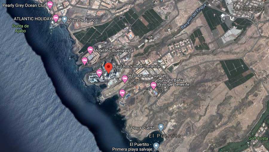 Hard Rock Hotel Tenerife Map