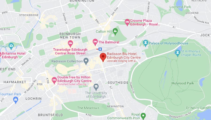 Radisson Blu Edinburgh Map