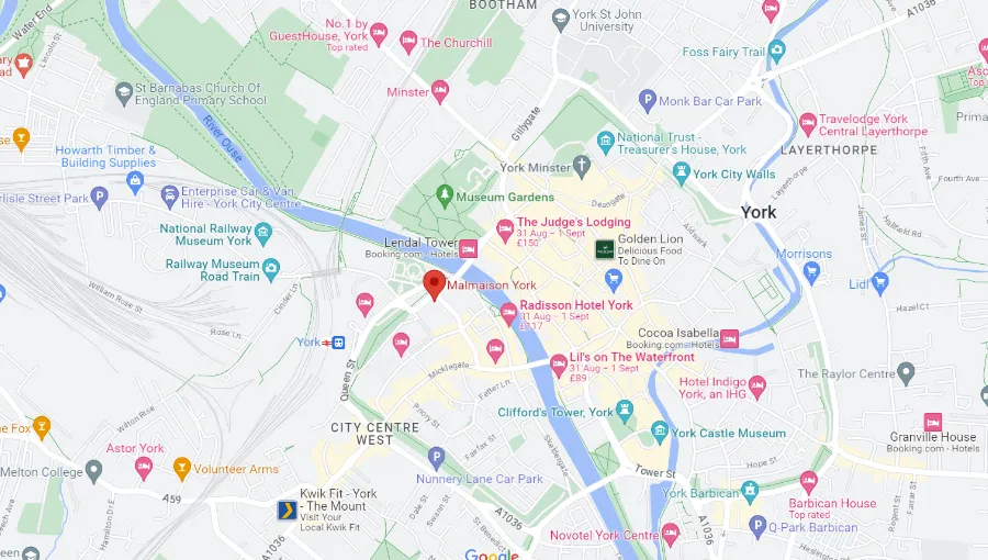 Malmaison York Hotel Map
